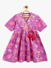 Load image into Gallery viewer, Campana Girls Nihira Floral Printed Cotton Kurta Sharara & Dupatta Set - Purple & Pink