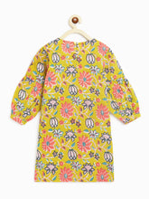 Load image into Gallery viewer, Campana Girls Manjari Statement Sleeve Kurta - Floral Vines Print - Lime Green