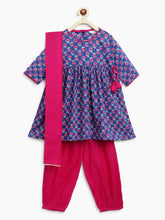 Load image into Gallery viewer, Campana Girls Ragini Kurta with Afghani Pants & Dupatta - Purple & Magenta
