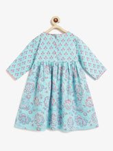 Load image into Gallery viewer, Campana Girls Ragini Kurta with Afghani Pants & Dupatta - Blue & Peach