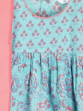 Load image into Gallery viewer, Campana Girls Ragini Kurta with Afghani Pants & Dupatta - Blue & Peach
