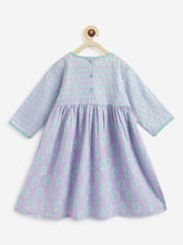 Load image into Gallery viewer, Campana Girls Ragini Kurta with Afghani Pants & Dupatta - Purple & Sea Green