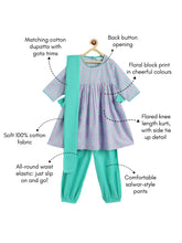 Load image into Gallery viewer, Campana Girls Ragini Kurta with Afghani Pants & Dupatta - Purple & Sea Green