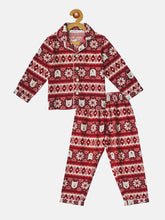 Load image into Gallery viewer, Campana Kids Brushed Cotton Printed Full Sleeves Nightsuit - Red