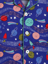 Load image into Gallery viewer, Campana Kids 100% Cotton Nightsuit - Space Adventure Print - Blue & Green