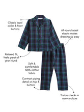 Load image into Gallery viewer, Campana Kids Full Sleeves Nightsuit - Plaid Checks - Navy, Blue & Green