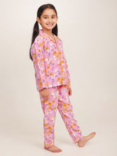 Load image into Gallery viewer, Campana Girls Full Sleeves Nightsuit - Floral Print - Pink