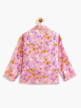 Load image into Gallery viewer, Campana Girls Full Sleeves Floral Printed Nightsuit - Pink & Orange
