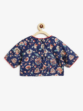 Load image into Gallery viewer, Campana Girls Heera Lehenga Set - Enchanted Garden Print - Navy Blue