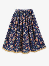 Load image into Gallery viewer, Campana Girls Heera Lehenga Set - Enchanted Garden Print - Navy Blue