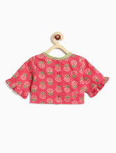 Load image into Gallery viewer, Campana Girls Heera Lehenga Set - Floral Print - Pink