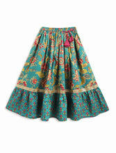 Load image into Gallery viewer, Campana Girls Heera Lehenga Set - Floral Paisley Print - Green & Purple