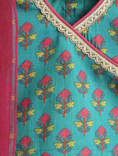 Load image into Gallery viewer, Campana Girls Heera Lehenga Set - Floral Paisley Print - Green & Purple