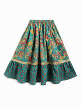 Load image into Gallery viewer, Campana Girls Heera Lehenga Set - Floral Paisley Print - Green & Purple