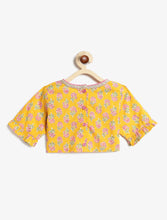 Load image into Gallery viewer, Campana Girls Heera Lehenga Choli Set - Floral Block & Jaal Print - Yellow & Pink