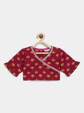 Load image into Gallery viewer, Campana Girls Heera Pure Cotton Block Print Lehenga Choli Set - Maroon