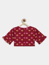 Load image into Gallery viewer, Campana Girls Heera Pure Cotton Block Print Lehenga Choli Set - Maroon