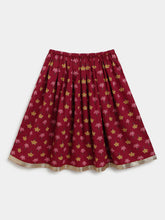 Load image into Gallery viewer, Campana Girls Heera Pure Cotton Block Print Lehenga Choli Set - Maroon