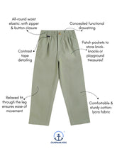 Load image into Gallery viewer, Campana Boys Hugo Cotton-Lycra Relax Fit Pants - Khaki Green