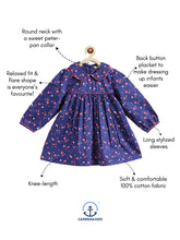 Load image into Gallery viewer, Campana Girls Callie Dress With Collar- Floral Print - Navy Blue