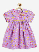 Load image into Gallery viewer, Campana Girls Callie Short Sleeves Dress With Collar- Floral Print - Purple & Yellow