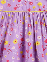 Load image into Gallery viewer, Campana Girls Callie Short Sleeves Dress With Collar- Floral Print - Purple & Yellow