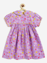 Load image into Gallery viewer, Campana Girls Callie Short Sleeves Dress With Collar- Floral Print - Purple & Yellow