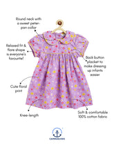Load image into Gallery viewer, Campana Girls Callie Short Sleeves Dress With Collar- Floral Print - Purple & Yellow
