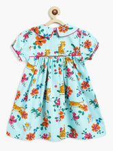 Load image into Gallery viewer, Campana Girls Callie Short Sleeves Dress With Collar- Tropical Jungle Print - Sky Blue & Multi