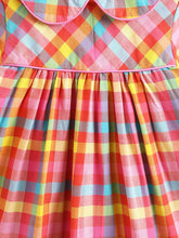 Load image into Gallery viewer, Campana Girls Callie Dress With Collar - Rainbow Checks - Pink & Multicolour