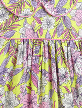 Load image into Gallery viewer, Campana Girls Callie Short Sleeves Floral Printed Dress With Collar - Lemon Yellow & Pink