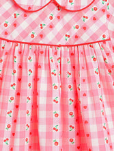 Load image into Gallery viewer, Campana Girls Callie Pure Cotton Checked Dress With Collar - Pink & Red