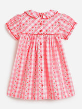 Load image into Gallery viewer, Campana Girls Callie Pure Cotton Checked Dress With Collar - Pink & Red
