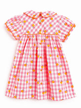 Load image into Gallery viewer, Campana Girls Callie Pure Cotton Checked Dress With Collar - Pink & Orange