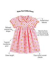 Load image into Gallery viewer, Campana Girls Callie Pure Cotton Checked Dress With Collar - Pink & Orange