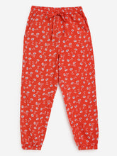 Load image into Gallery viewer, Campana Girls Ella Jogger Pants - Happy Floral Print - Red