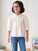 Load image into Gallery viewer, Campana Girls Aria Pure Cotton Pleated Top - White