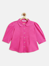 Load image into Gallery viewer, Campana Girls Aria Pure Cotton Pleated Top - Bright Pink
