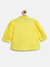 Load image into Gallery viewer, Campana Girls Aria Pure Cotton Pleated Top - Lemon Yellow
