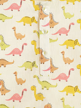 Load image into Gallery viewer, Campana Kids Appu Cotton Nightsuit - Dino Print - Off White & Lime Green