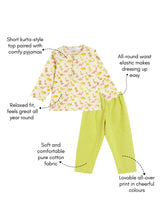 Load image into Gallery viewer, Campana Kids Appu Cotton Nightsuit - Dino Print - Off White & Lime Green