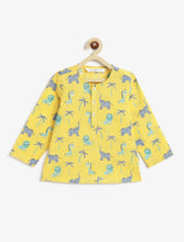 Load image into Gallery viewer, Campana Kids Appu Pure Cotton Nightsuit - Wild Animals Print - Yellow & Blue