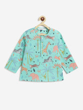Load image into Gallery viewer, Campana Kids Appu Pure Cotton Nightsuit - Jungle Print - Blue & Peach