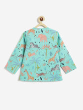 Load image into Gallery viewer, Campana Kids Appu Pure Cotton Nightsuit - Jungle Print - Blue & Peach