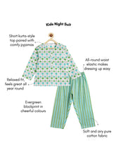 Load image into Gallery viewer, Campana Kids Appu Pure Cotton Floral Print Nightsuit - Blue & Green
