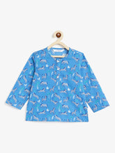 Load image into Gallery viewer, Campana Kids Appu Pure Cotton Floral Print Nightsuit - Blue & Green