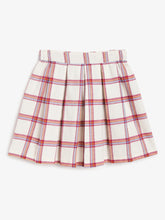 Load image into Gallery viewer, Campana Girls Fiona Pleated Skirt - Checks - Off White & Red