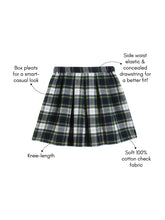Load image into Gallery viewer, Campana Girls Fiona Pleated Skirt - Checks - Navy, White & Green