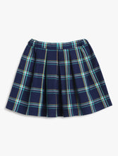 Load image into Gallery viewer, Campana Girls Fiona Pleated Skirt - Windowpane Checks - Navy & Turquoise