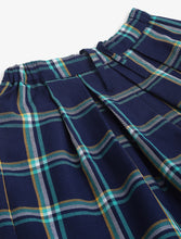 Load image into Gallery viewer, Campana Girls Fiona Pleated Skirt - Windowpane Checks - Navy & Turquoise